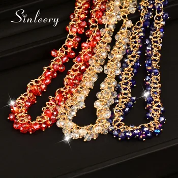 

SINLEERY Multicolor Crystal Stones Chunky Necklace For Women Statement Necklaces Collier Collar XL075 SSO