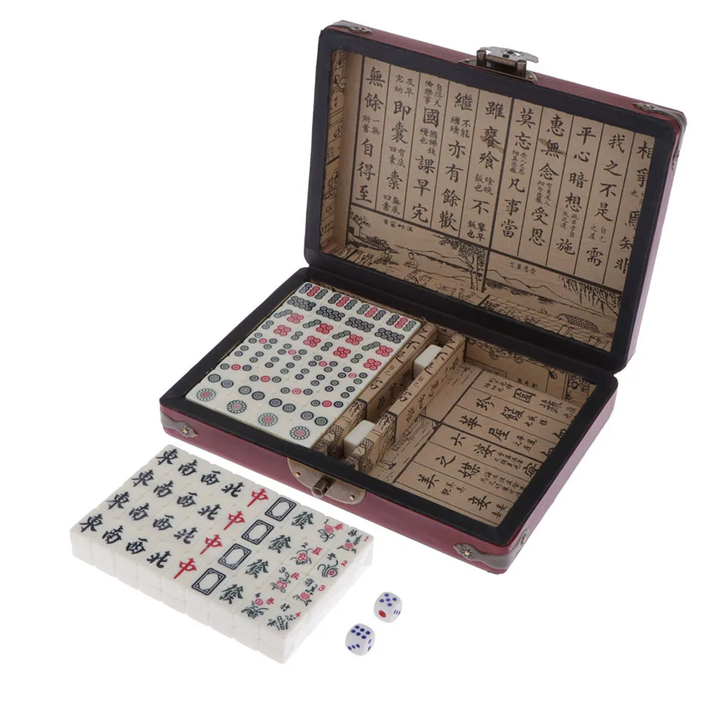 Portable Mini Mahjong Chinese Traditional Game Tiles 144 Set Travel Outdoor