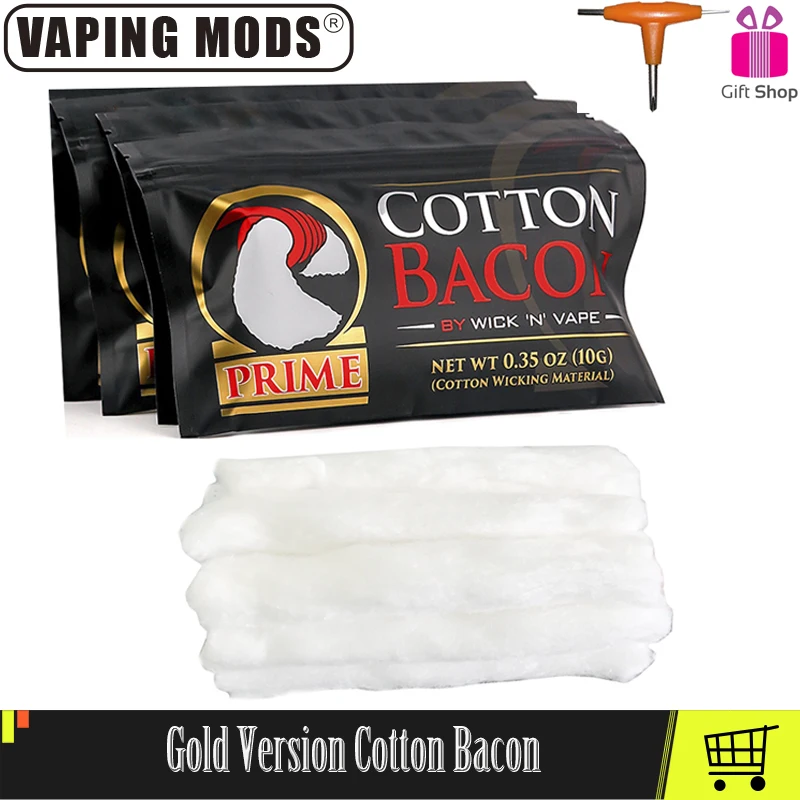 

Cotton Bacon Gold Version Vape Cotton For RTA RDA RTA Atomizer E Cigarettes Vape Accessories Bacon Cotton