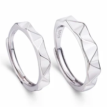 

S925 Plated Jewelry Fashion Ring Simple Couple Ring Adjustable Pair Ring Anniversary Gift
