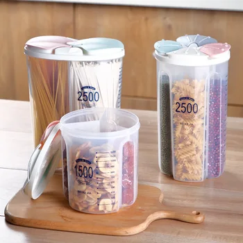 

Separate Transparent Storage Jar Food Sealed Cans Coffee Spaghetti Nut Snacks Grains Moisture-proof Container High Capacity Box