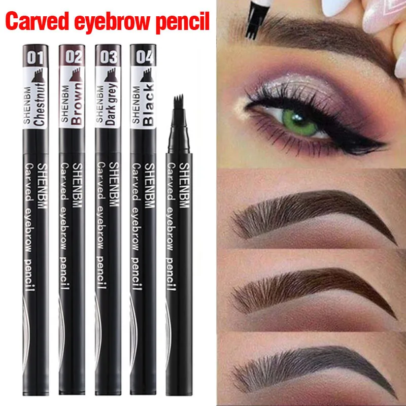 Microblading Eyebrow Pen Waterproof 4Fork Tip Tattoo Pencil Long Lasting Professional Fine Sketch Liquid Eye Brow | Красота и