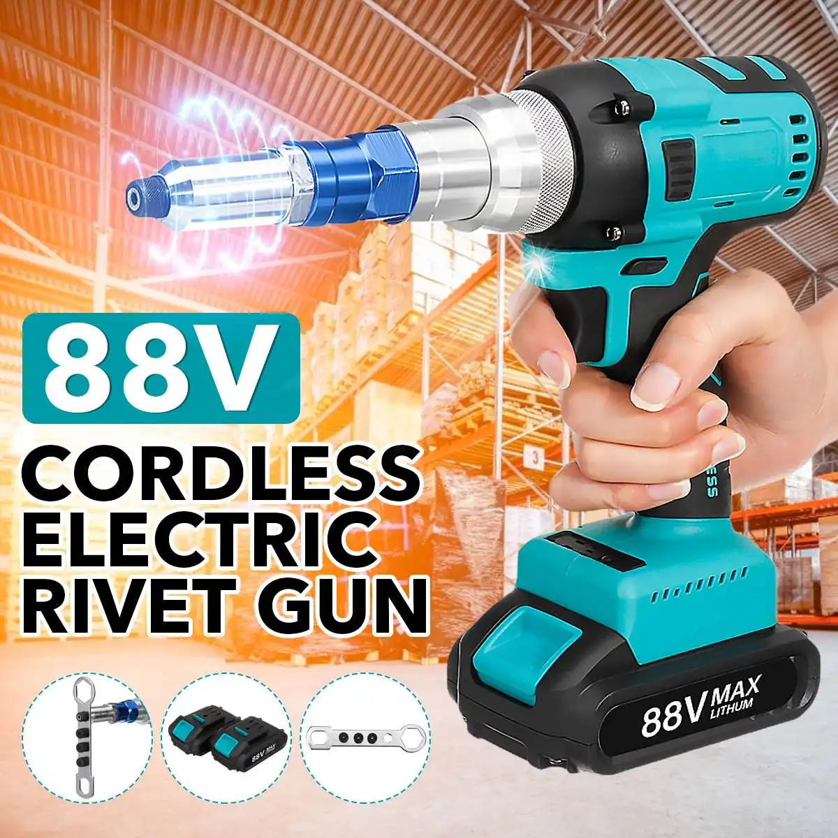 88v Electric Rivet Gun Brushess Automatic Cordless Rivet Nut Gun Drill
