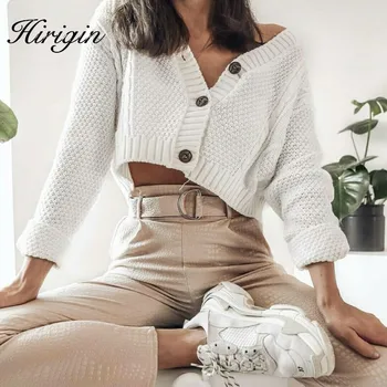 

New Korean Style V-neck Elegant Ovrsized Knitted Cardign Women Big Button Candy Color Sweater Fashion 2020