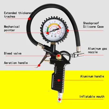 

Pressure Inflator Monitor Barometer dial 0-220psi Wheel Cars Universal