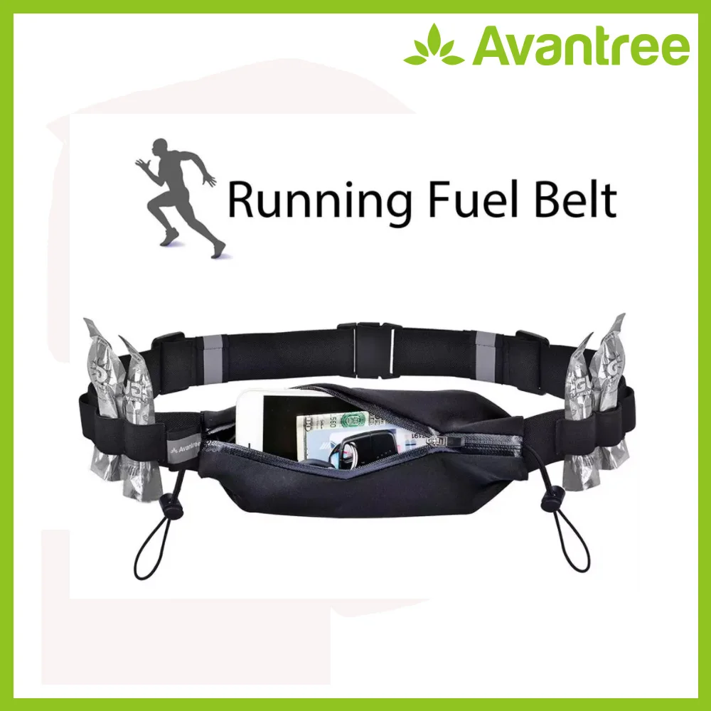 

Avantree Running Race Gel Belt Marathon Waistpacks with Number Clip,6 Loops for Energy Gel,Reflective Sports Fuel Belt for phone