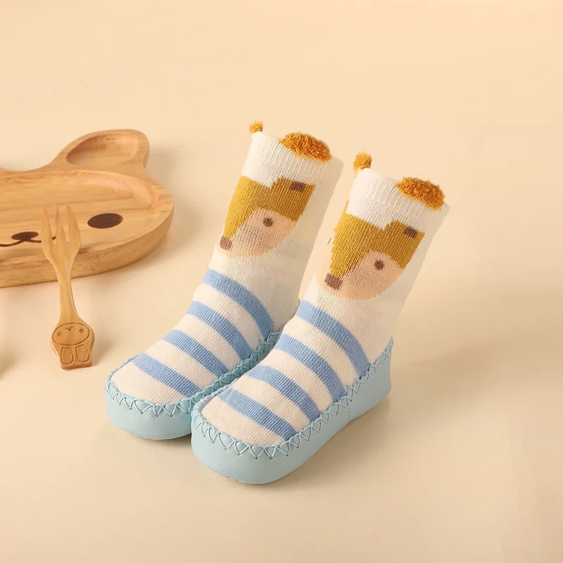 Детские толстые теплые нескользящие носки с рисунками животных для маленьких мальчиков и девочек, Тапочки - Цвет: LT01-YeFox