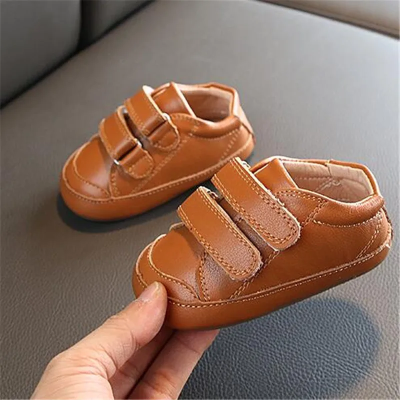brown Weoneit PU кожаный крючок и петля детская обувь для маленьких мальчиков и девочек 0-12 месяцев Прямая поставка Первые ходунки - Цвет: brown