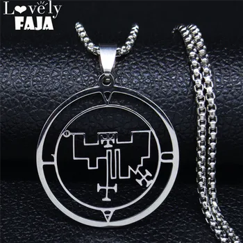 

2020 Demon Seal Stainless Steel Necklace Chain Silver Color Satan VUAL Necklaces Pendants Women/Men Jewelry gargantilha N3068S03