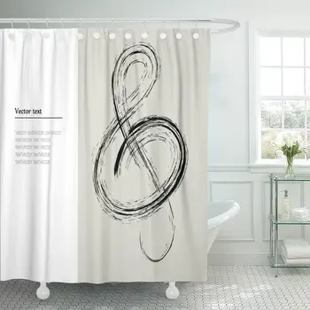 

Orchestra Treble Clef on Grey Music Shower Curtain Polyester 72 x 72 Inches Set with Hooks