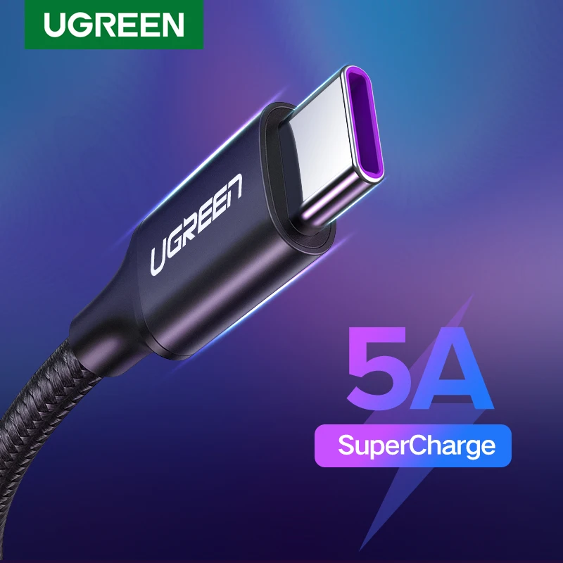 Ugreen USB C Cable 5A Supercharge USB Type C Cable for Huawei Mate 30 Pro P20 Quick Charging Fast Charger Data Cable USB C Cord