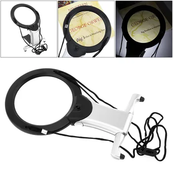 

Multi-Functional Desktop Handheld 6X Magnifier with 2 LED Lamps and Hang Rope for Archaeological Philatelic Jewelry Appraisal