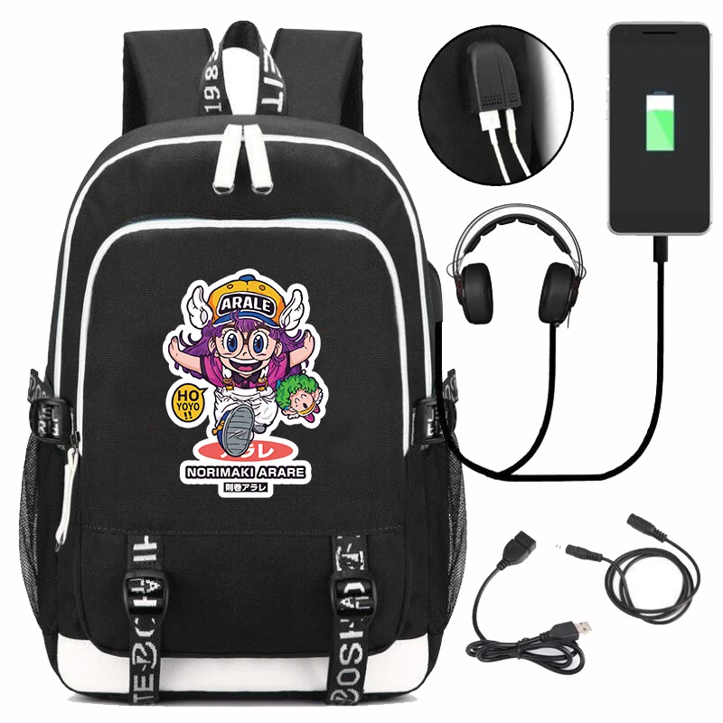 Милый рюкзак Arale с принтом и USB зарядкой школьные ранцы для подростков девочек