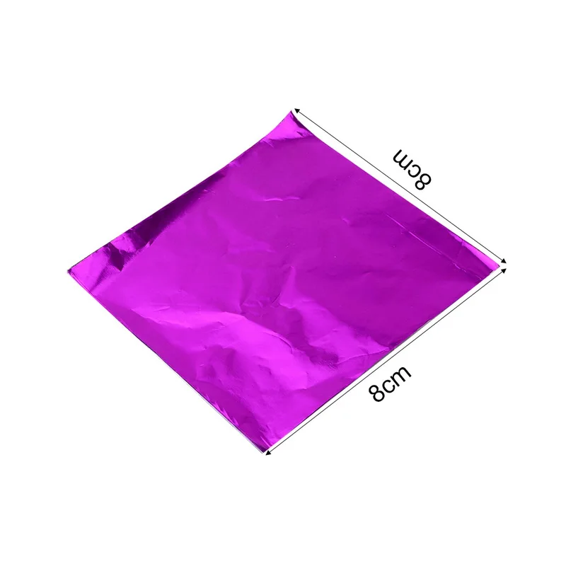 100 шт./лот 10 цветов конфеты оберточная Оловянная бумага DIY вечерние принадлежности обвертки из алюминиевой фольги для шоколада оберточная Оловянная бумага 8*8 см - Цвет: purple