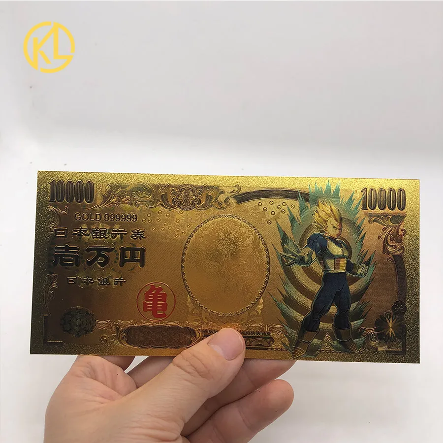 11 шт./лот, серия Dragon Ball Z, набор из 10000 иен золотых пластиковых банкнот для классической детской коллекции памяти