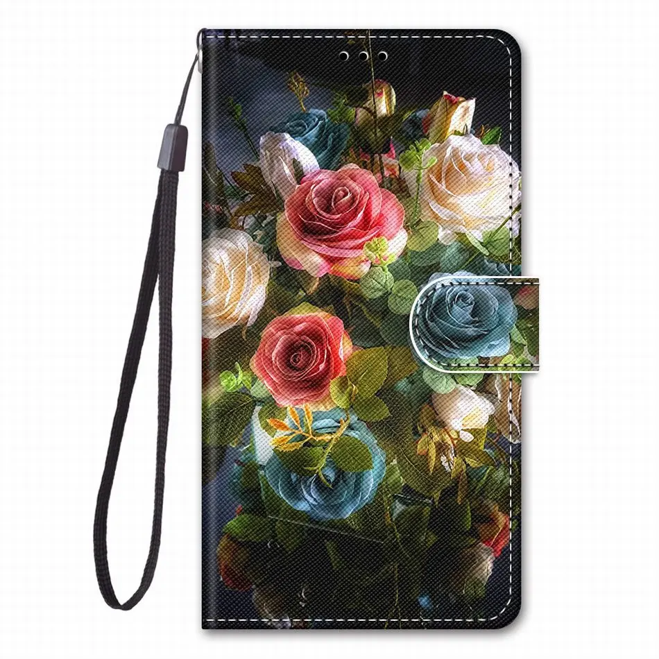 Цветной кожаный чехол с рисунком для Xiaomi Redmi 3 3S 4A 4X5 Plus 5A 6A 6 Pro 7 7A, чехол для телефона с изображением розы и цветка E08F - Цвет: P B W Bouquet