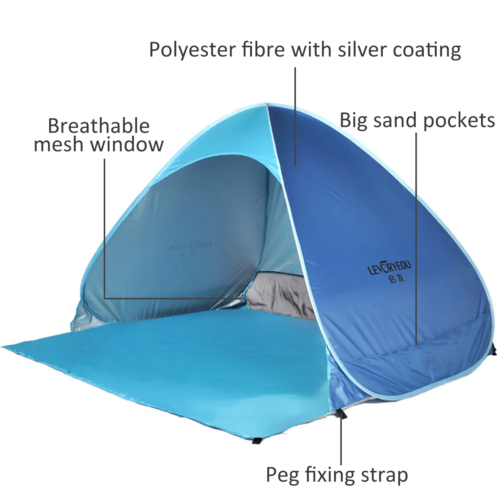 Outdoor Camping Tent Pop-up Fun-Play Tent Automatic Instant UV Protection Sun Shade Awning for Camping Beach Backyard