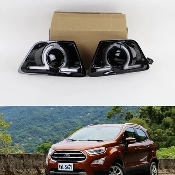 

Car Flashing 2Pcs LED Daytime Running Light For 13-14 Ford eco sport Fog lamp cover with Yellow Turning signal Lights