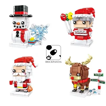 

4PCS MOC City Mini Brick Building Block Mini Figures Santa Claus Elk Animal Snowman Educational Children Toys Christmas Gift