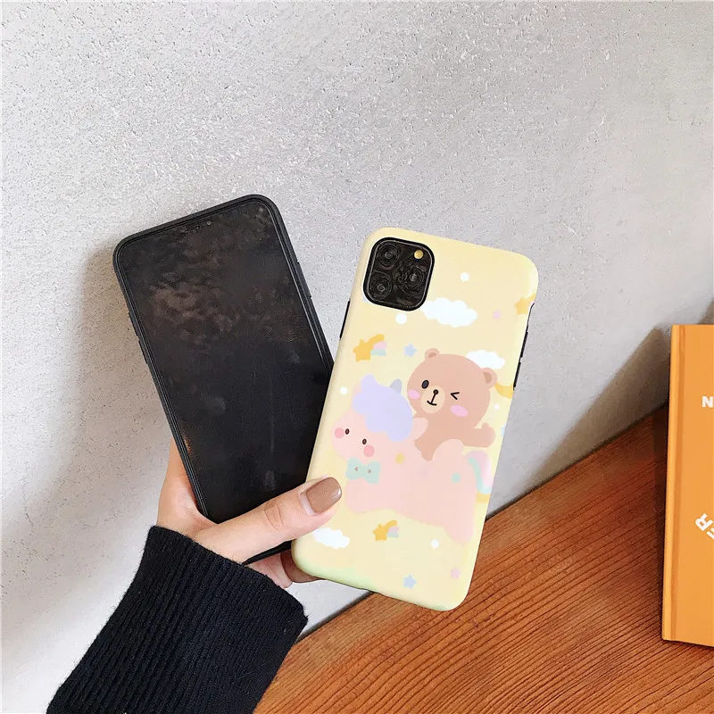 Милый мультяшный Единорог медведь чехол для телефона для iphone 11 Pro Max 8 7 Plus XR X XS Max Модный мягкий IMD силиконовый матовый чехол