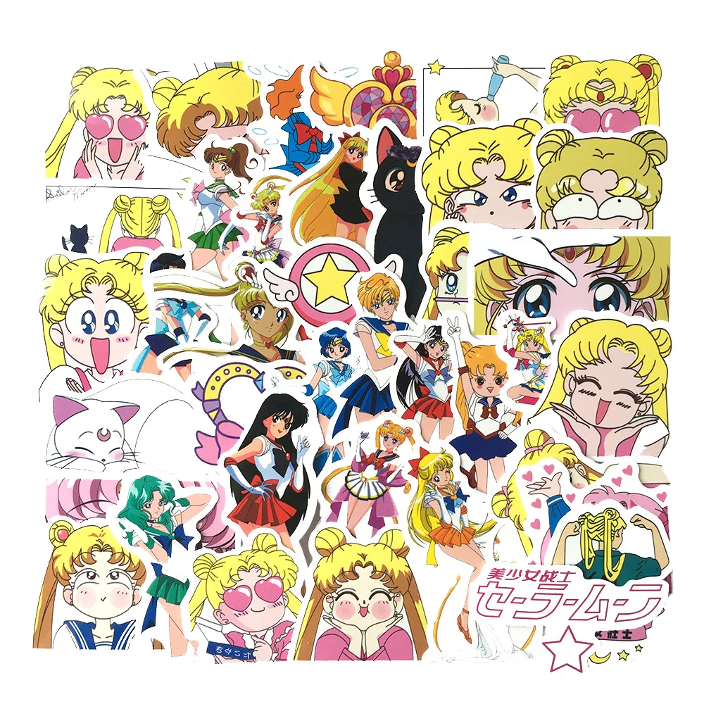 Arts Crafts Forever Love 50pcs Anime Sailor Moon Sticker Paster Cartoon Scrapbook Craft Decor Cosplay Costumes Prop Accessories Stickers