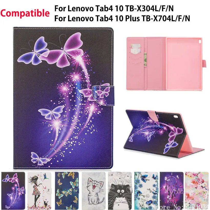 Чехол для Lenovo TAB4 Tab 4 10 ТБ X304L TB X304F/N чехол Plus X704L X704F/N Модный с котом|Чехлы планшетов