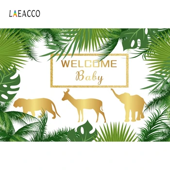 

Laeacco Welcome Baby Photophone Tropical Party Photography Backdrops Palms Trees Leaves Photo Backgrounds Birthday Photozone