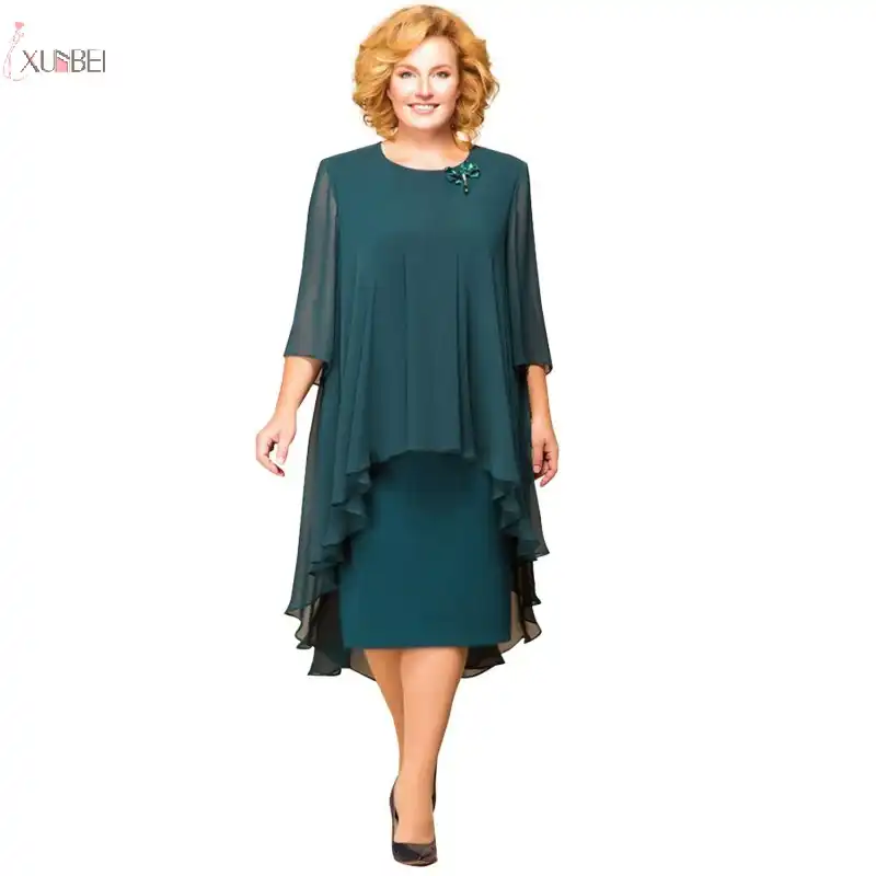 plus size mother of the bride dresses tea length with jacket