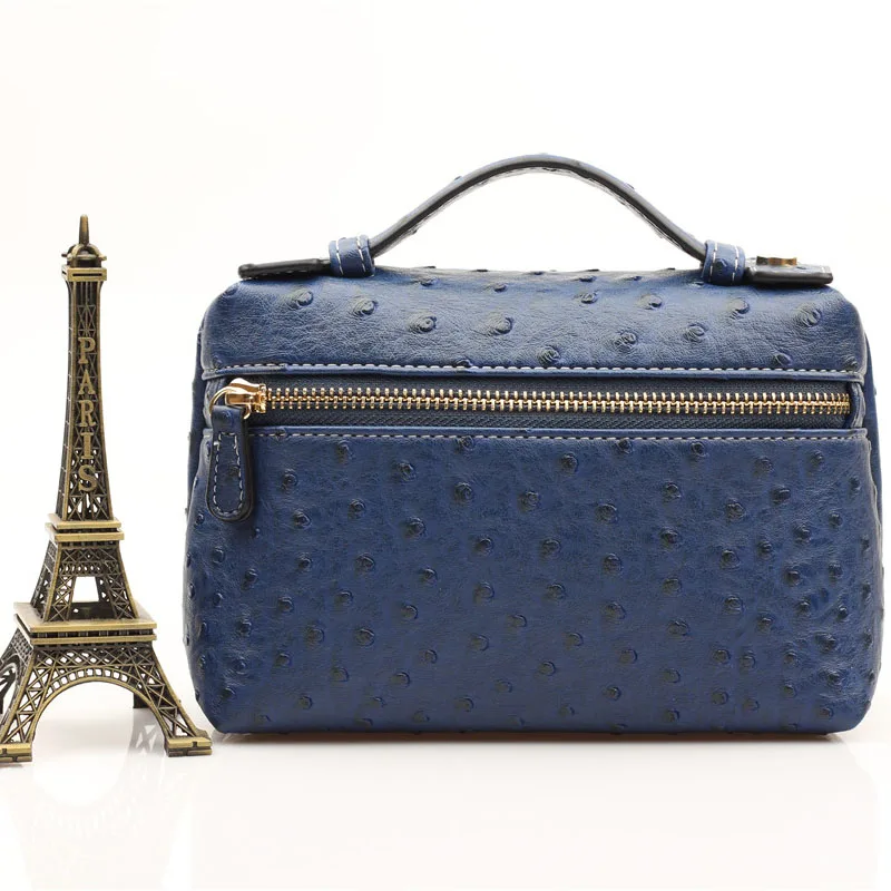 XMESSUN, дизайнерская сумка из кожи страуса, вечерние сумки-клатчи, сумка для макияжа, новые женские сумки, популярные в Instagram - Цвет: Ostrh Dark Blue (S)