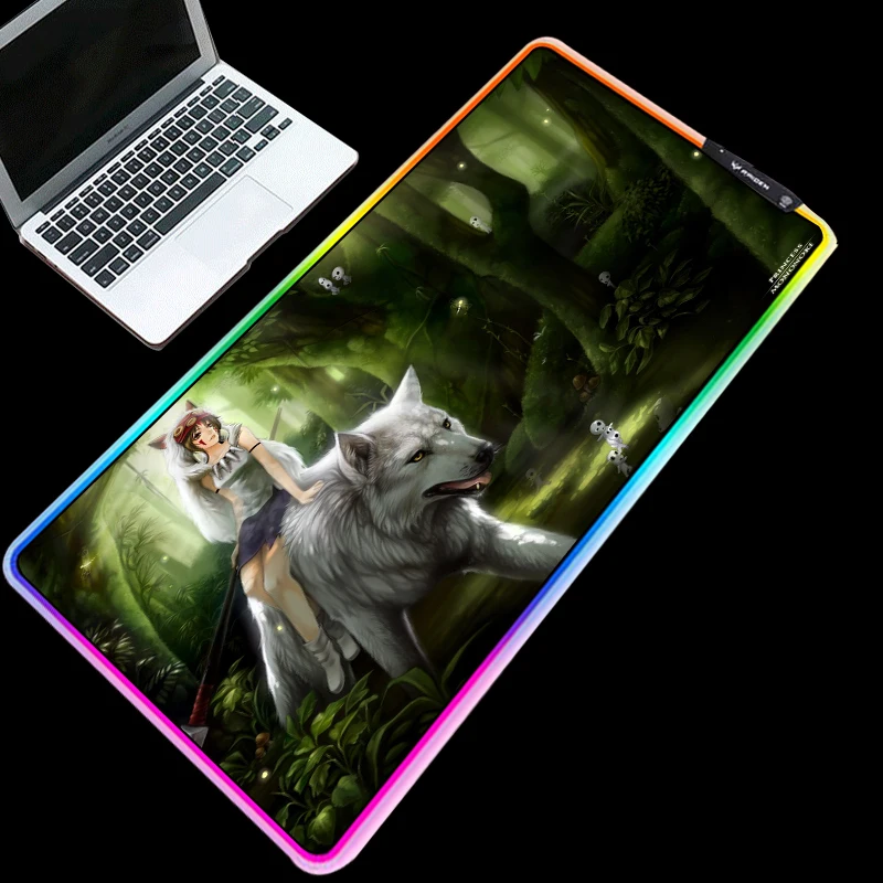

Mairuige Large Size RGB Mouse Pad Cold Light LED Color Change USB Charging Boy Riding on Wolf Pandora Anime Computer Carpet