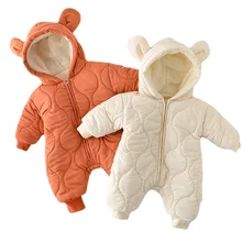 Mono de algodón de manga larga para bebé, prenda gruesa de terciopelo, versión coreana, Invierno