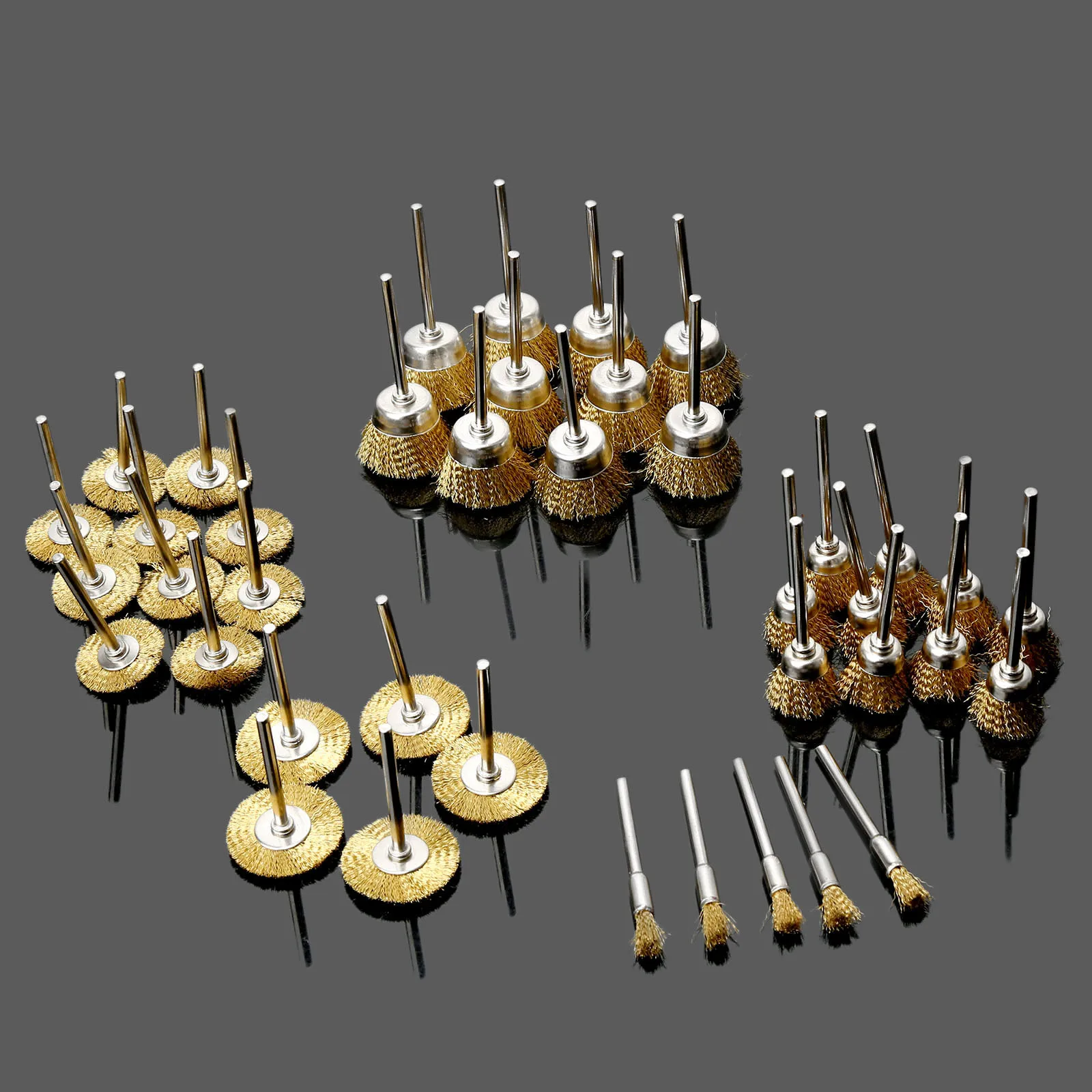 40Pcs Dremel Accessori Brass Wire Wheel Spazzole Attrezzi Rotanti Bava Abrasivo Strumenti Sbavatura Per Mini Trapano Lucidatura Rettifica