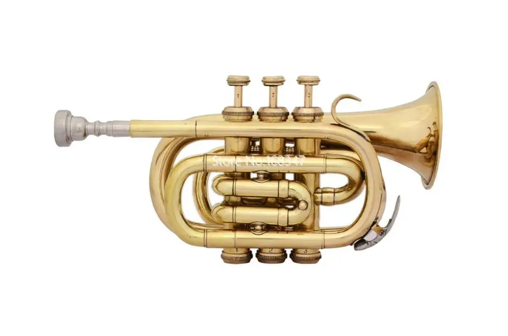 Mini Bb Pocket Trumpet Brass Material Professional Musical instrument With Mouthpiece Gloves Carrying Case
