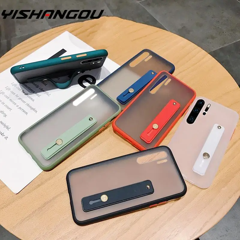 Матовый Силиконовый мягкий чехол с ремешком на руку для Huawei P40 P30 P20 Lite Mate 30 Pro Nova 5T 7