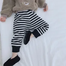 Ukeybaby2019 осенние и зимние Новые товары, полосатые трикотажные шаровары, мужские и женские детские штаны, корейский стиль, повседневные штаны