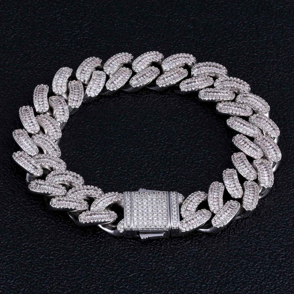 DNSCHIC 16 мм хип-хоп ювелирные изделия Большой Iced Out кубинские звенья браслет