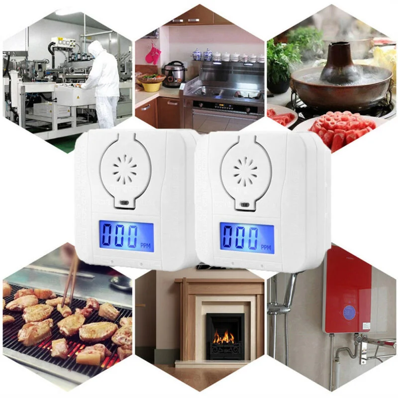 White CO Gas Warning Alarm Mini Monoxide&Smoke Detector W/ Memory Function