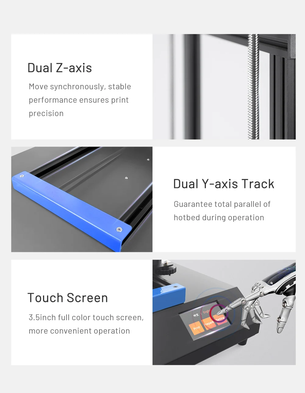 Anet ET5X 3D Printer Touch Screen Filament Detection Auto Leveling
