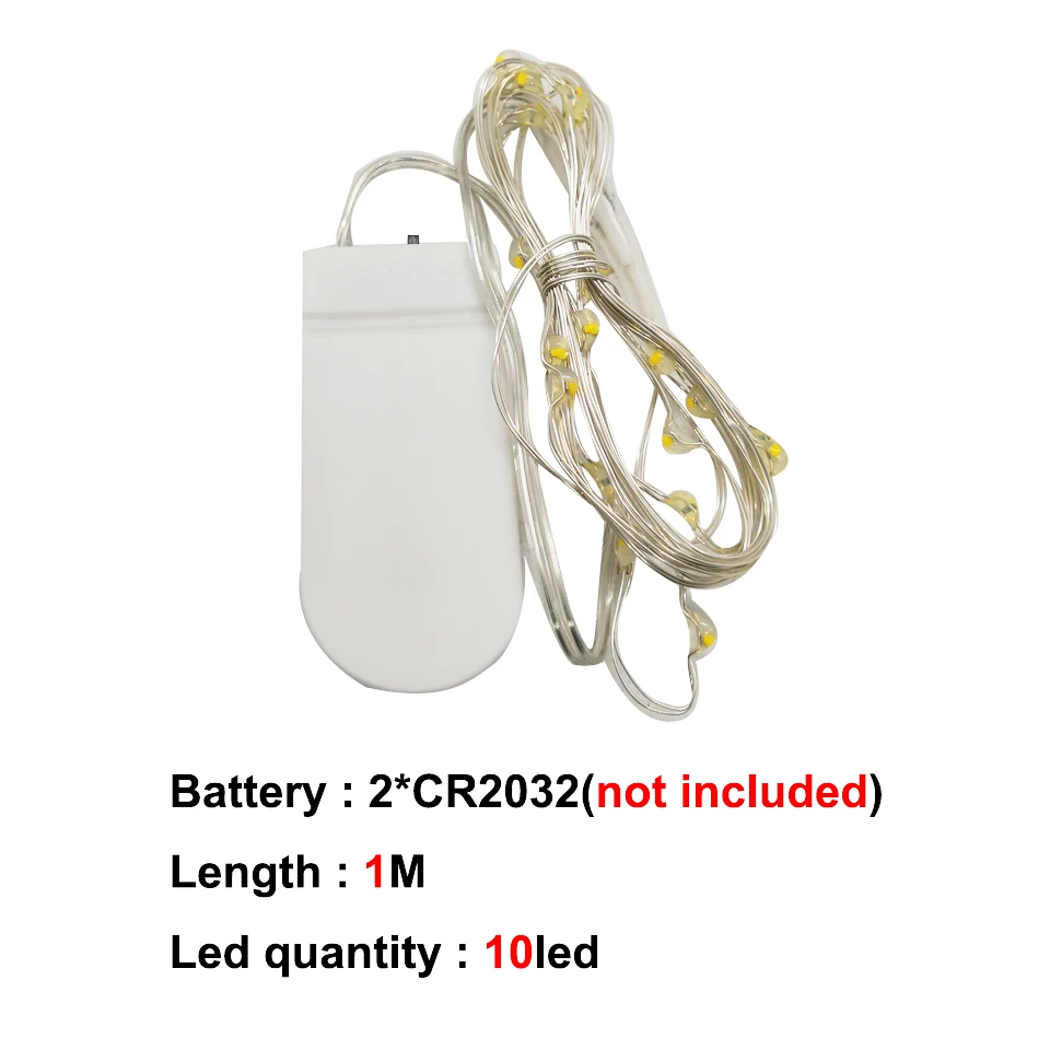 1 м/2 м/5 м/10 м фото клип USB светодиодный шнур рождественские фонари на батарейках гирлянда, рождественские украшения для вечеринки свадьбы Рождества лампа - Испускаемый цвет: CR2032 Battery-1M