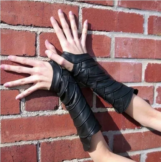 Medieval Men's Lace-up PU Leather Arm Wrist Cuffs Bracers