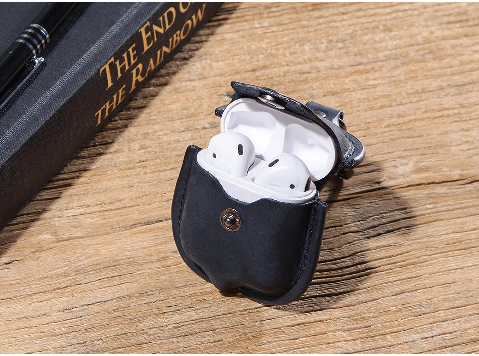 For Airpods 2 Bluetooth Wireless Headset Business High quality Leather Headphone Box PC AirPod 2 Charging Case Housing Cover