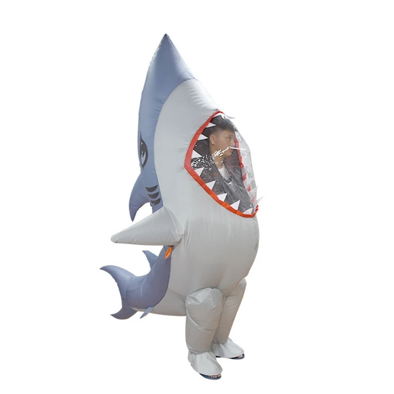

New Cartoon Doll Blue Shark Inflatable Costume Game Fancy Dress Halloween Jumpsuit Cosplay Outfit Festive Party Funny Decoration