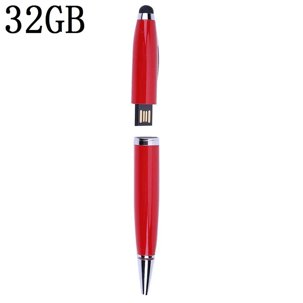 2 Pieces 3 in 1 USB 2.0 Flash U Disk Screen Stylus Pen Writing Ballpoint Pen 32GB