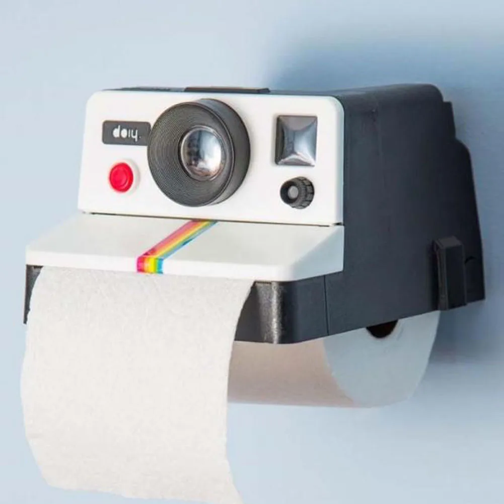 

1PC Toilet Roll Paper Holder Box Bathroom Decor Creative Retro Camera Shape Inspired Tissue Boxes