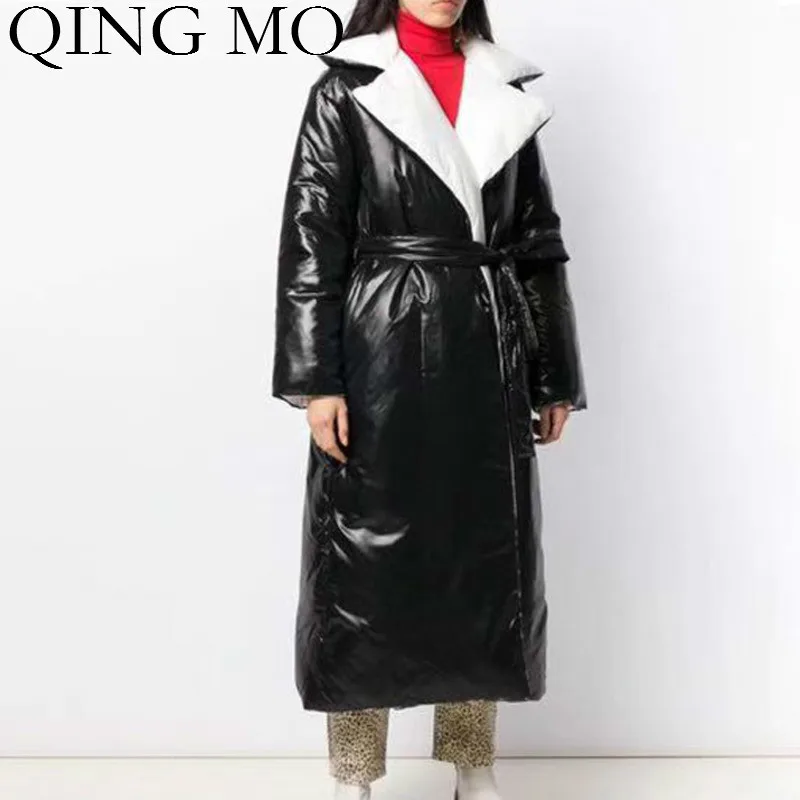 Женские парки с регулируемой талией QING MO черные теплые двух сторон модель ZQY2105