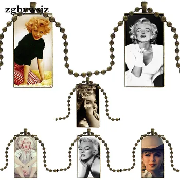 

For Kids Beads Hybrid Marilyn Monroe Design Fashion Vintage Glass Women Rectangle custom name necklace Pendants