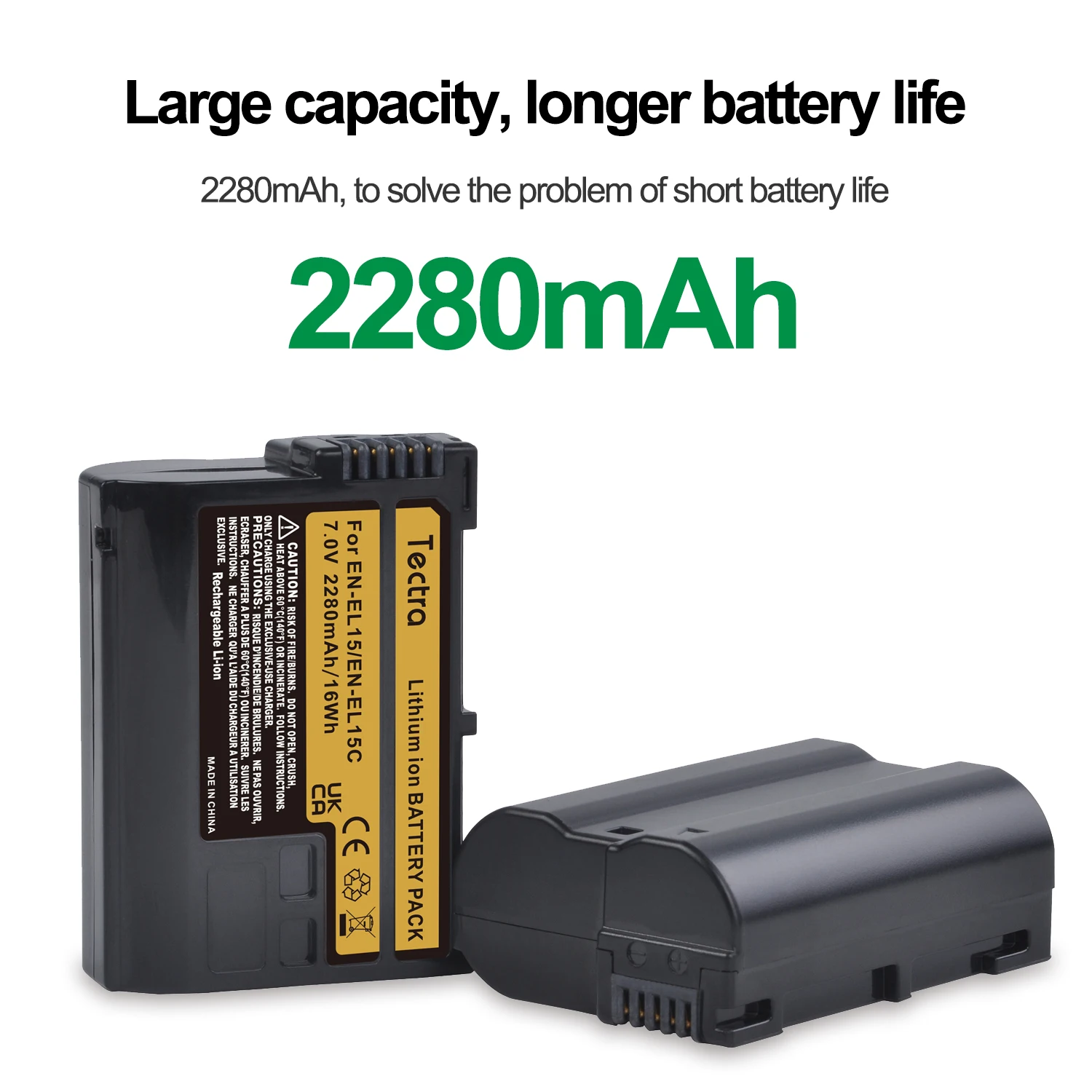 7V 2280Mah En-El15C El15C En El15 Batteria Ricaricabile Per Nikon Z5, Z6, Z6 Ii, Z7, Z7Ii D780, D850, D7500, D500, D600