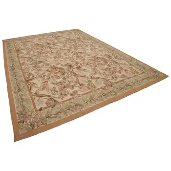 

268x370 Cm Beige Handmade Aubusson Rugs-9x12 Ft