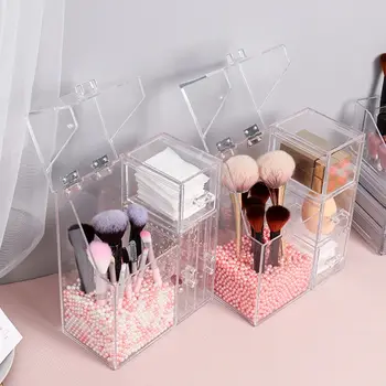 

Pearl Transparent Makeup Brush Storage Box Cosmetic Organizer Acrylic Lipstick Eyebrow Pencil Beauty Brush Storage Tube