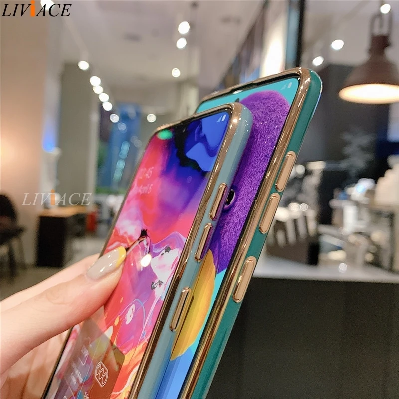 kawaii samsung phone cases Luxury Plating Soft Silicone Phone Case For Samsung Galaxy S22 S21 S20 FE 5G S10 Lite S9 Plus Note 20 10 9 8 Ultra Gold Cover cute phone cases for samsung 